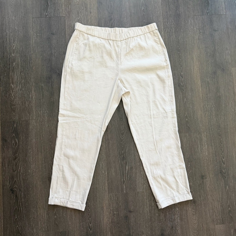 NWT J Jill Linen Stretch Pants Sz XL Beige Minimalist Office Travel MSRP $89‎